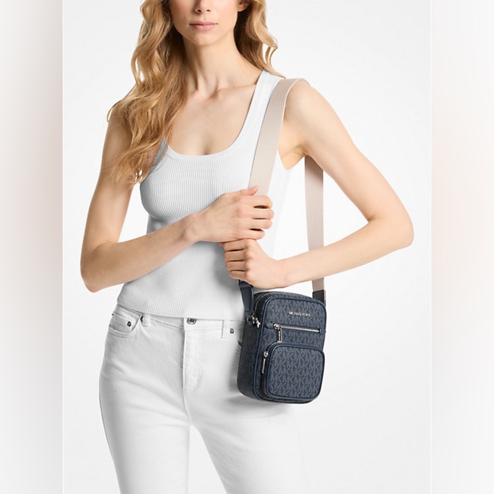 Michael Kors Blue Monogram Crossbody Bag plus elf blush duo